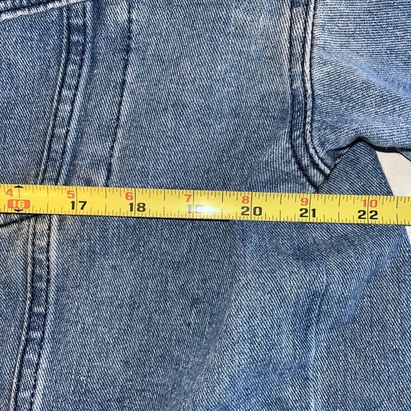 Fantastic Fawn Denim Jacket Womens Medium Silver Fringe Back Blue Jean Jacket - Picture 12 of 14